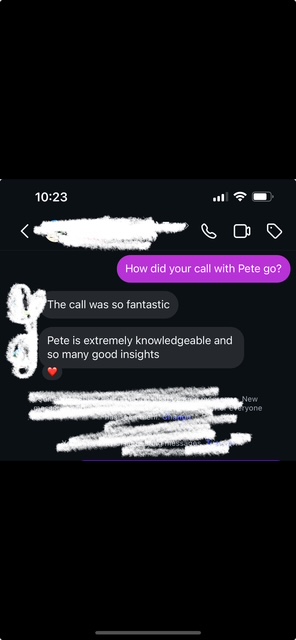 Client message after their free health consultation
